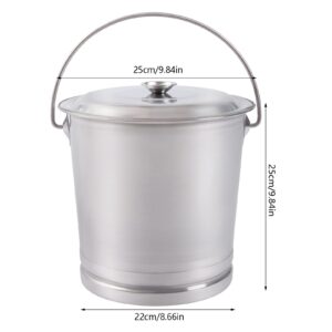 Stainless Steel Bucket Milk Pail with Lid and Handle, Metal Compost Bucket Kitchen Compost Bin, Open Lip Edge, 8.5 Qt Food Scrap Slop Bucket Metal Pail with Lid for Kitchen Food Waste