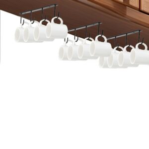 Generic Mug Holder 3 Pack Under Cabinet Mug Hooks Organizer Coffee Bar Accessories Metal Sturdy Mug Rack for Hanging Coffee Cup Display Hanger Under Shelf Kitchen Organizers and Storage, Black