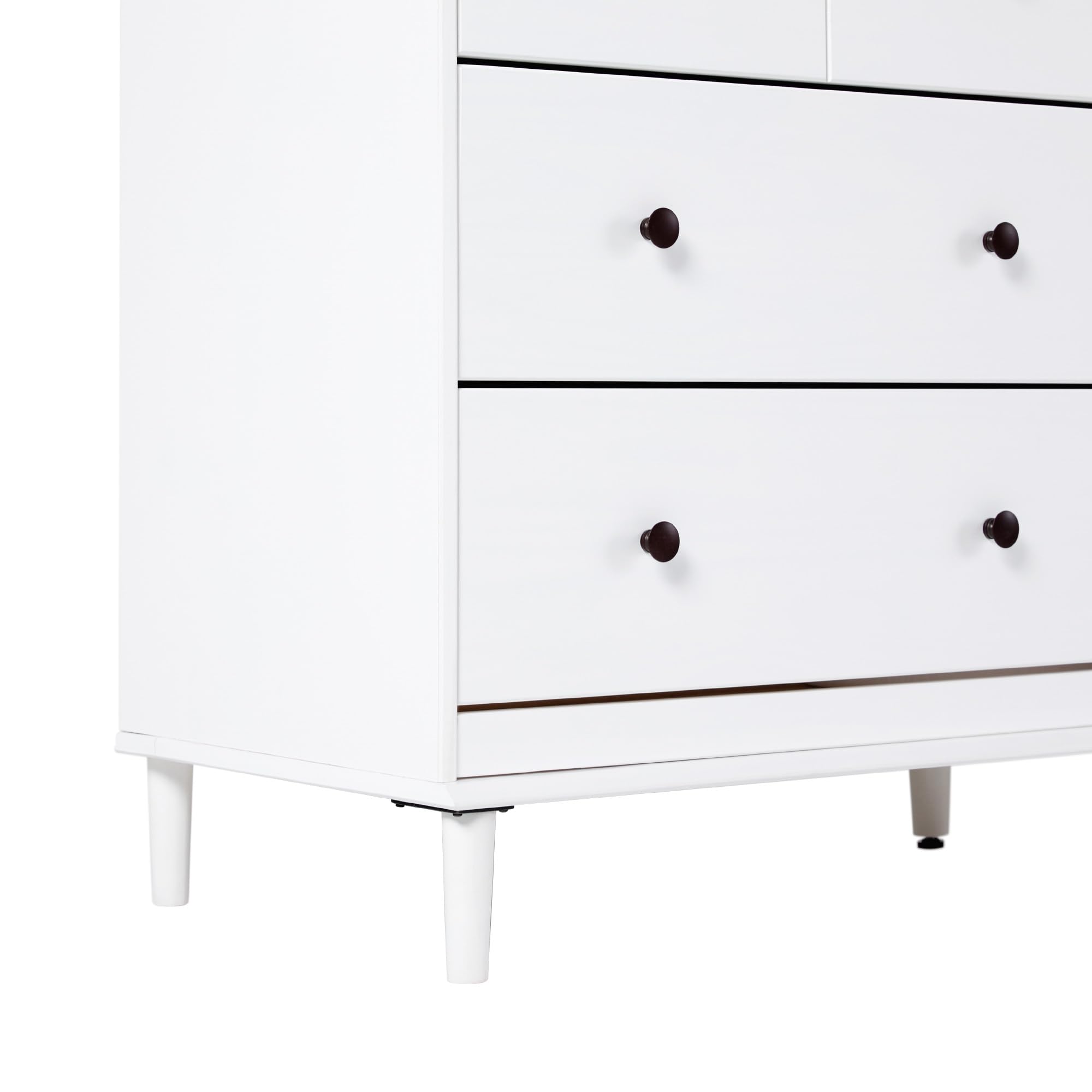 Walker Edison Modern 6-Drawer Solid Wood Dresser Bedroom Storage, 57 Inch, White