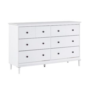 walker edison modern 6-drawer solid wood dresser bedroom storage, 57 inch, white