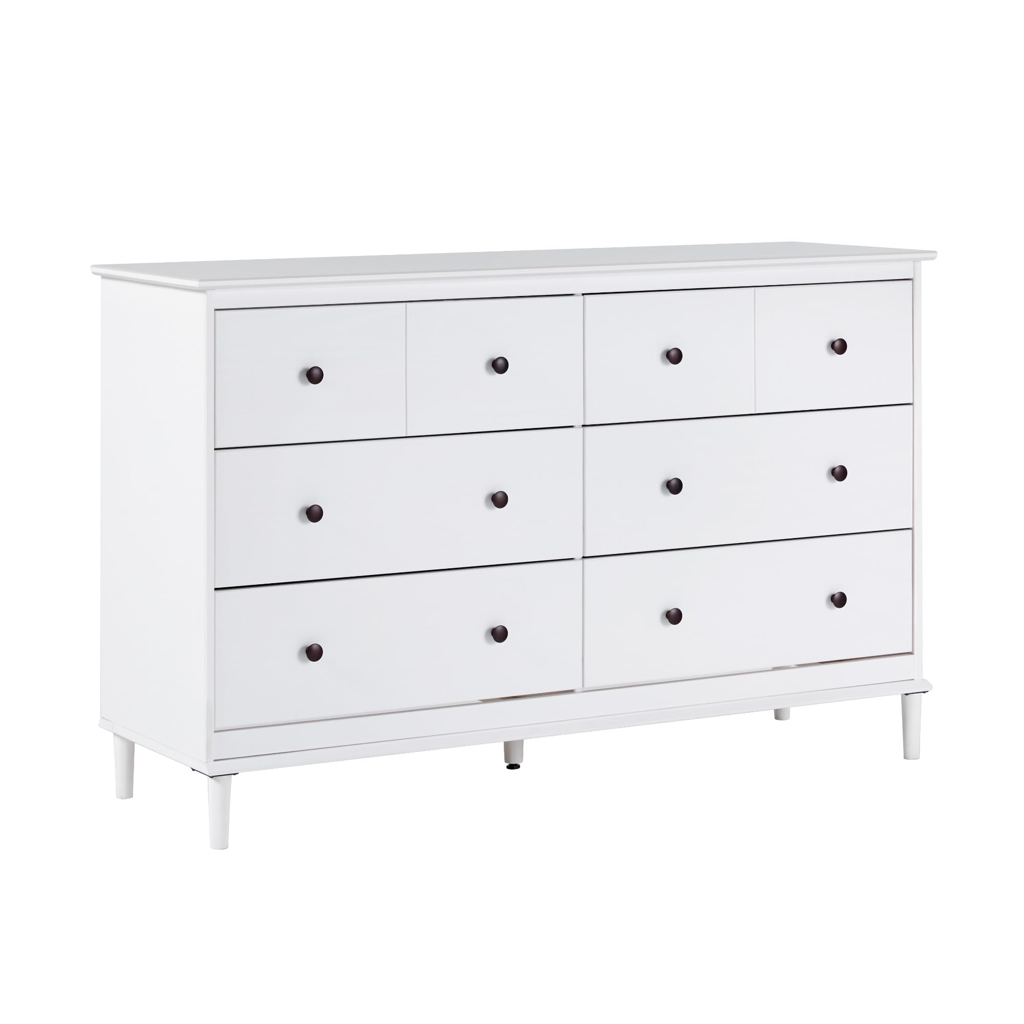 Walker Edison Modern 6-Drawer Solid Wood Dresser Bedroom Storage, 57 Inch, White