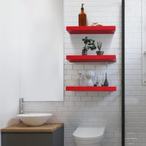 Generic Set of 3 Floating Shelves Wall Mounted Shelf, for Home Decor with 6"" Deep (red, 15.7 inch)