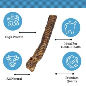 Country Living 12-Inch Beef Trachea Dog Treats - 100% Natural, High-Protein, Low-Fat Chews with Chondroitin for Joint Support, Nutrient-Rich, No Artificial Additives - 5-Pack