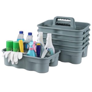 Fabnati 6-Pack Plastic Cleaning Storage Caddy with Handle, Cleaning Caddy Organizer, Gray