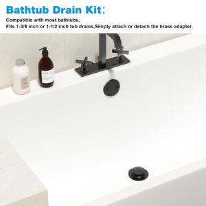 Black Bathtub Drain Kit- Tub Drain Conversion Kit- Black Bathtub Drain Overflow Kit-Brass Construction - Matte Black