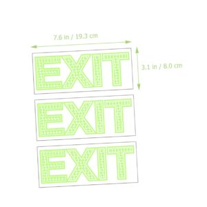 DOITOOL 3pcs Exit Sign Emblems Stickers Outdoor Signs Hotel Restaurant Exit Decal Warning Sticker Exit Sticker Indicator Floor Sticker Glowing Sticker Office Protector Luminous