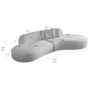 YOPENG 135.4" Oversized Curved Modular Sectional Sofa,Comfy Modern Boucle Fabric Cloud Couch with Chaise,Deep 6 Seater Sectional Couches for Living Room,Office,Apartment,Right Facing,Green