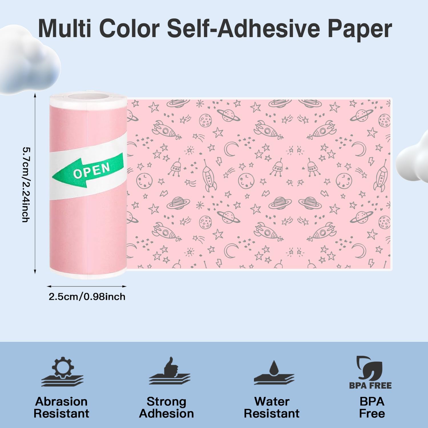 Mini Printer Paper Thermal Sticker printer Paper Mini Thermal Printer Paper Photo Printer Labels kids camera paper 10 roll Suitable for Various Inkless Sticker Printers