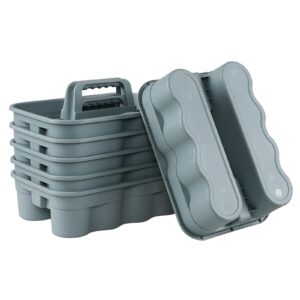 Fabnati 6-Pack Plastic Cleaning Storage Caddy with Handle, Cleaning Caddy Organizer, Gray