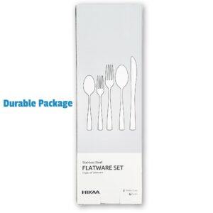 HIKAA 20PCS Silverware Set, Modern Flatware Set Service for 4, Cutlery Set for Home, Kitchen and Restaurant, Mirror Polished, Dishwasher Safe