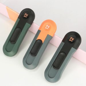 3pcs Utility Knife Box Cutter Mini Box Cutters Sharp Box Cutter Retractable for Office and Home Use（black、greener、orange）