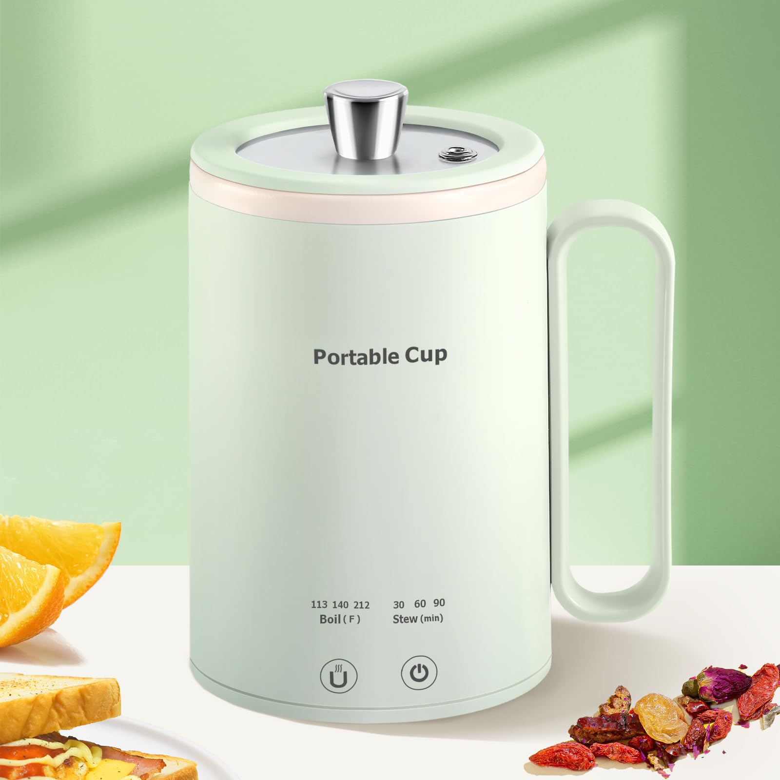 JANHESTY Small Portable Electric Kettle: 400ml Mini Hot Water Boiler Heater, 300W Travel Tea Coffee Kettle, Personal Health Stew Pot with Temperature Control, Timer, Keep Warm & Boil Dry Protection