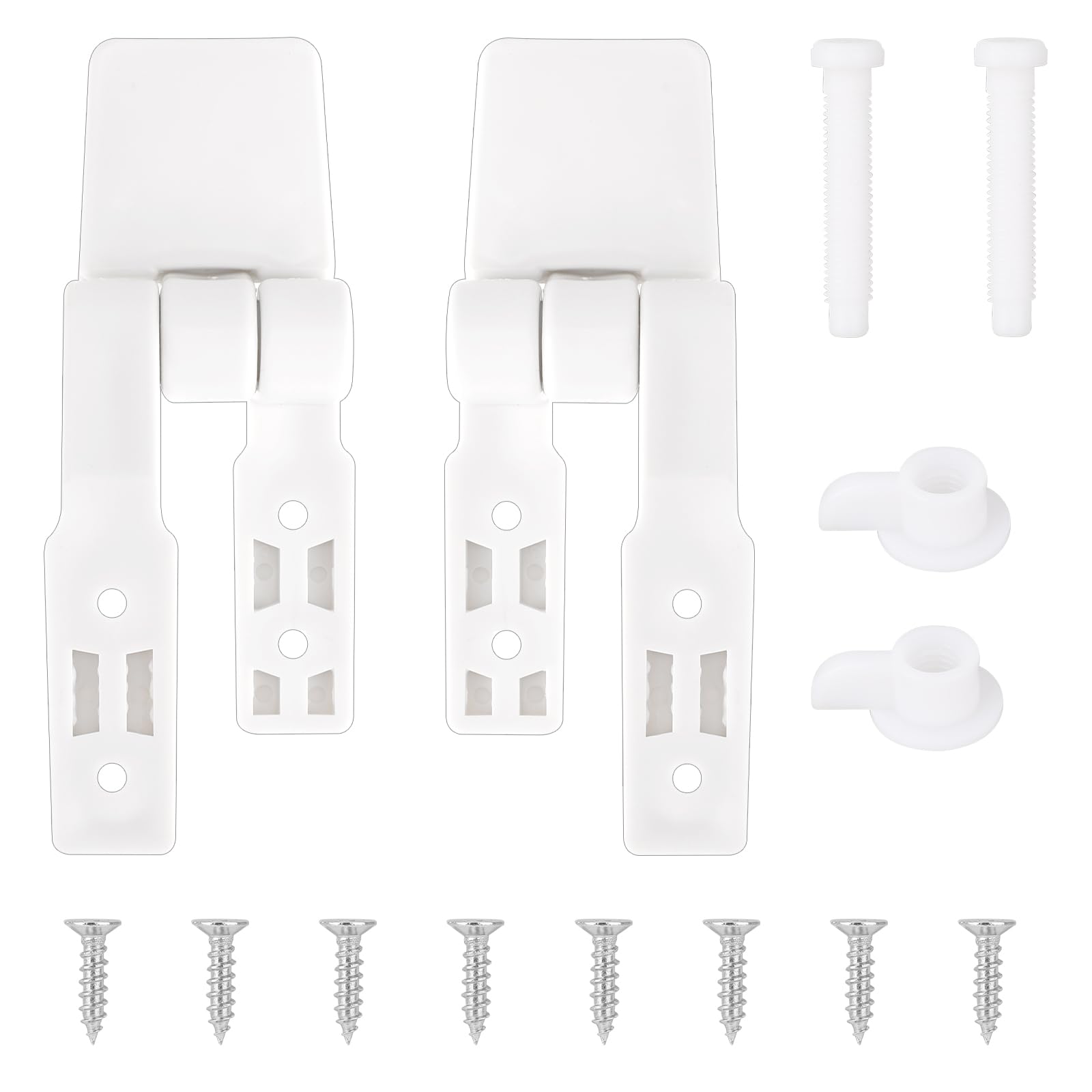 2 Pack Toilet Seat Hinge Replacement Toilet Plastic Bolts Kit with Screws and Nuts Plastic Toilet Seat Hardware is Suitable for Most Toilet Replacements and Repairs