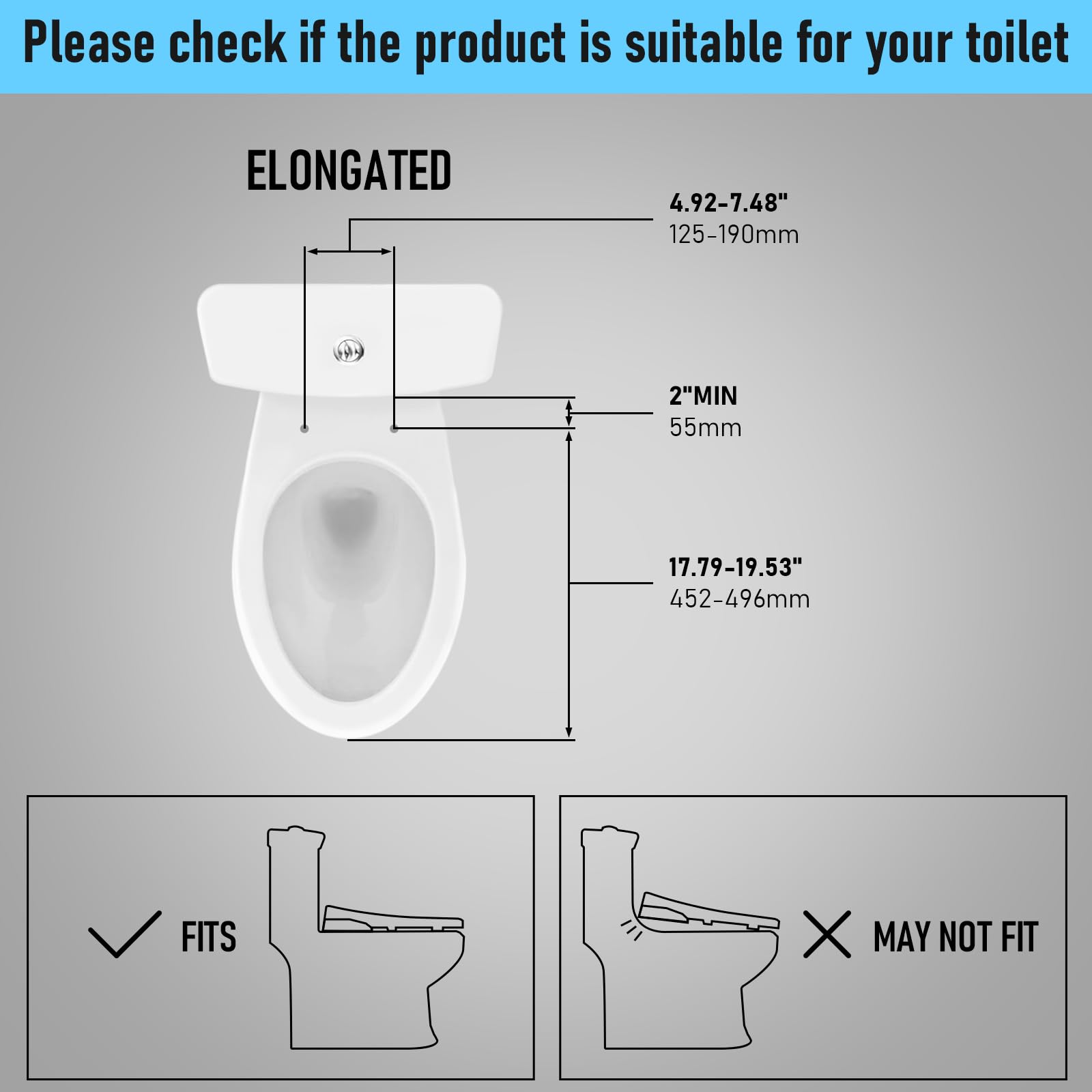 iliD Bidet Seats Bidet Toilet Seat, Elongated Toilet Seat, Non-Electric Self Cleaning Dual Nozzles, Quiet-Close, Easy Installation, Equipped With Water Filter, 1 Year Warranty