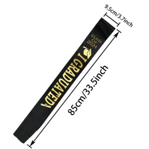 PENTA ANGEL Class Of 2024 Sash Finally Graduated 2024 Senior Cheerleader Satin Sash with Gold Letters for Celebration Graduation Party (Black)