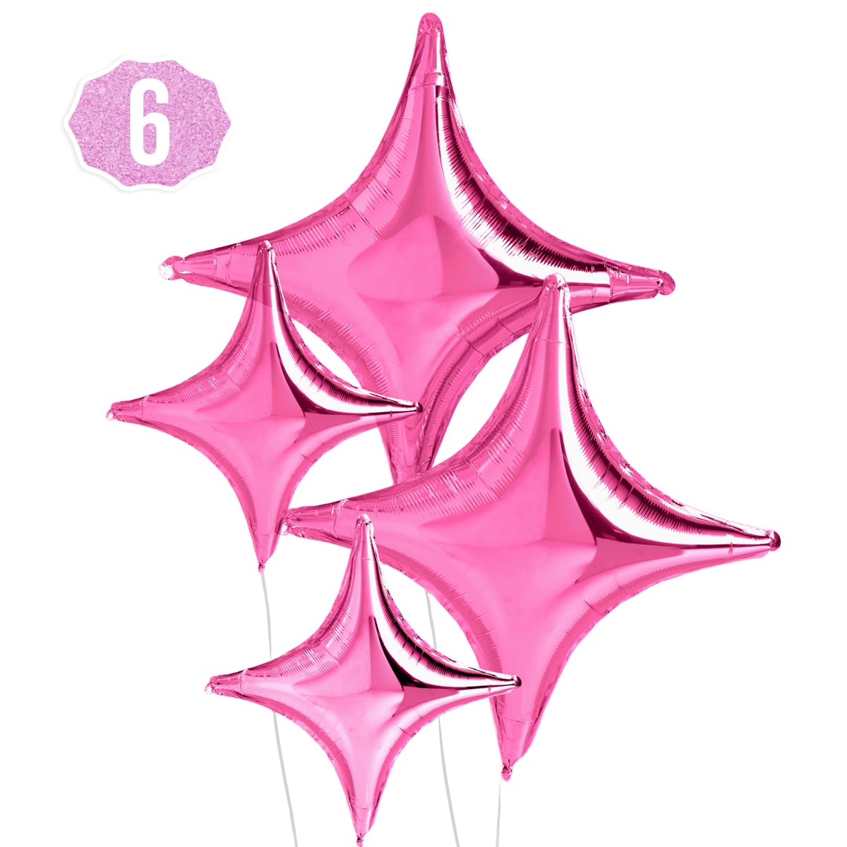 xo, Fetti Pink Sparkle Foil Birthday Balloon - 6 pc | Bday Party Decorations, Bachelorette, Graduation, Bachelorette, Wedding, Photo Booth