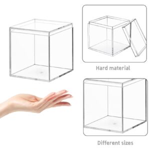 4.7/4/3.3/3/2.5/1.8 Inch Clear Plastic Box with Lid, Jewelry Storage Box, Square Cube Decorative Storage Box Containers Display Box for Candy Pill Tiny Jewelry Toys Gifts Artwork Display