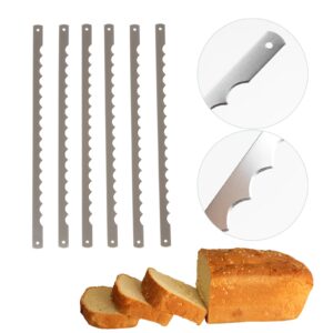 KVMORZE 6 Pcs Bread Bow Knife Stainless Steel Replacement Blades, Serrated Bread Blade with Screws Easy to Cutting, Wooden Bread Knife for Cake Homemade Bread Cutting, 10.8 Inches