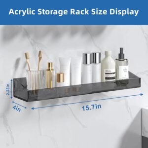 KATASKI 2 Pack Acrylic Bathroom Shelf, Wall Mounted No-Drill Thick Black Storage and Display Shelf, 15.7 in