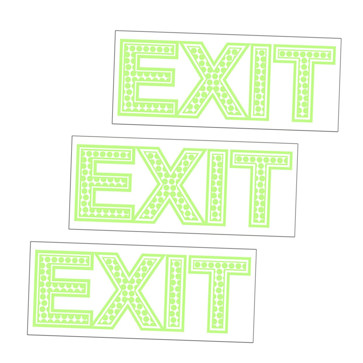 DOITOOL 3pcs Exit Sign Emblems Stickers Outdoor Signs Hotel Restaurant Exit Decal Warning Sticker Exit Sticker Indicator Floor Sticker Glowing Sticker Office Protector Luminous