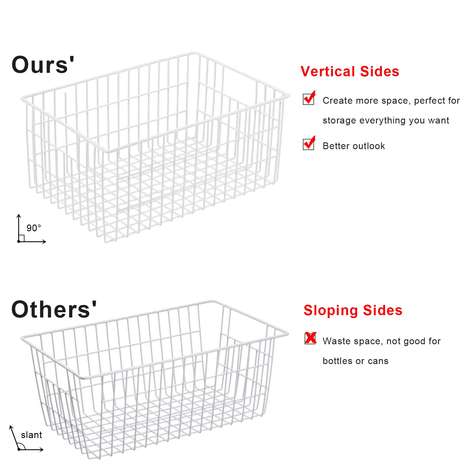 Orgneas Freezer Organizer Bins, Freezer Baskets for Chest Freezer and Upright Freezer Refrigerator Dividers Frozen Meats Storage Containers Organizer for Fruits and Vegetables, 5 Packs