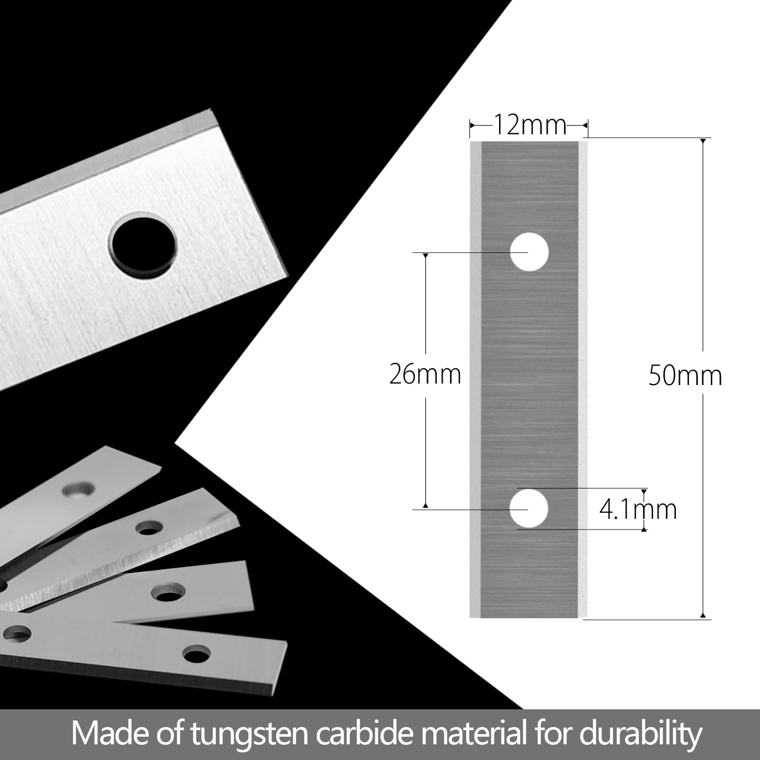 50mm 2" Carbide Scraper Blades Carbide Inserts 2 Edges Rectangle, Paint Scraper Blades for Handheld Scrapers Spiral Helical Planer Cutter Heads Flush Router Bits, 50x12x1.5mm 10pcs