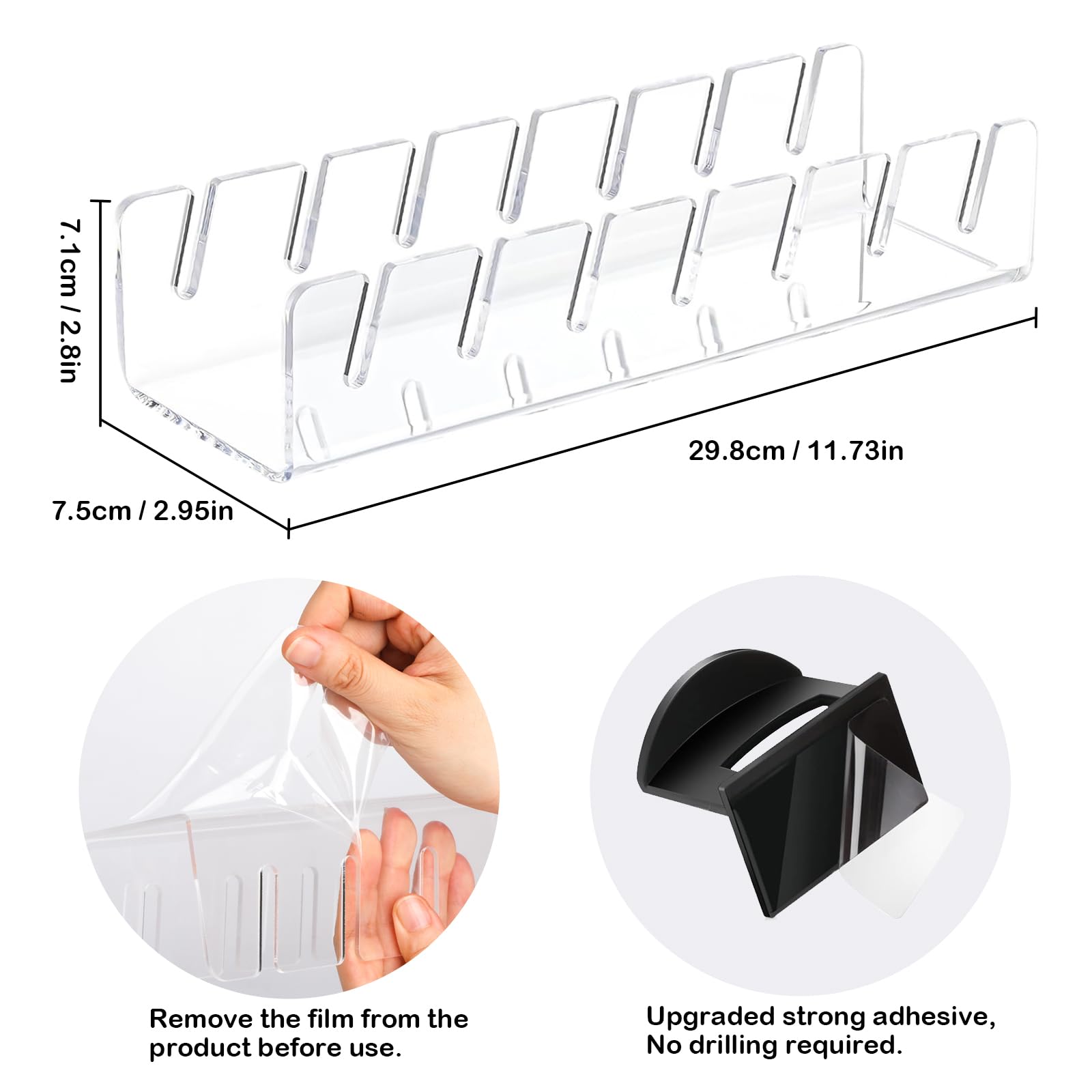 Flaegoye 2 Pack Hat Stand for Baseball Caps Display and Organizer, No Install Acrylic Hat Holder for 14 Baseball Caps, with 4 Pcs Adhesive Hat Hooks for Wall, Door, Closet, Bedroom