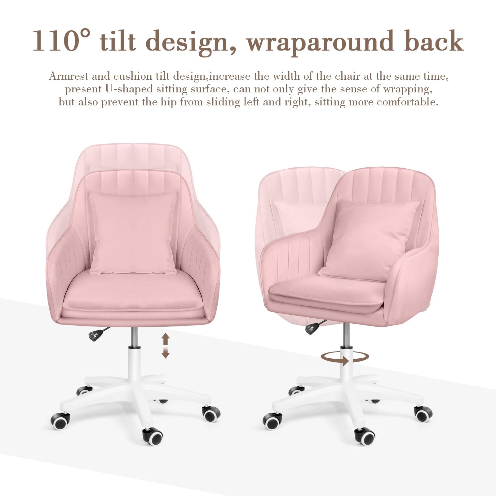 HDHNBA Cute Office Chair Home Computer Chairs Adjustable Task Chairs Modern Office Chair Makeup Chair 360° Swivel Computer Chair Mid Back Chair.