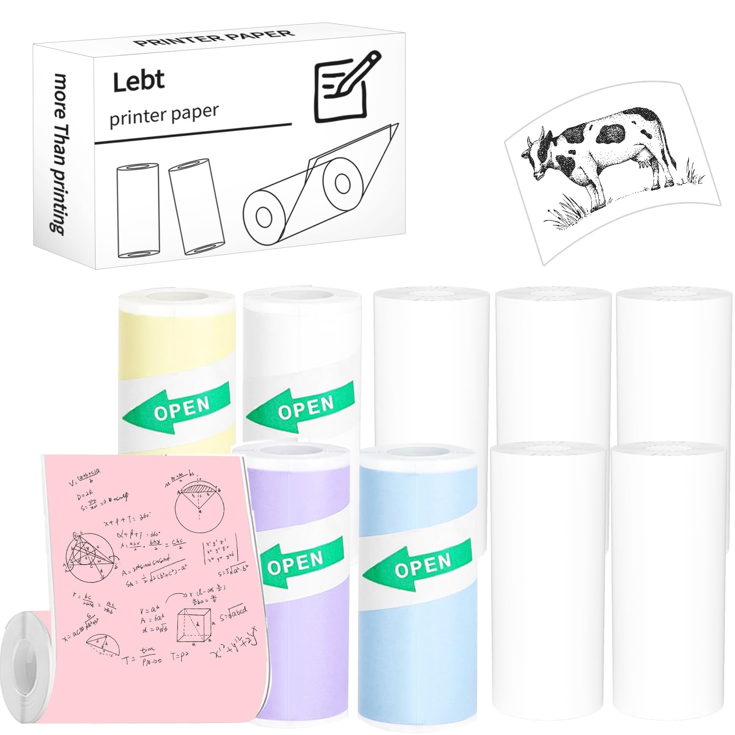 Mini Printer Paper Thermal Sticker printer Paper Mini Thermal Printer Paper Photo Printer Labels kids camera paper 10 roll Suitable for Various Inkless Sticker Printers