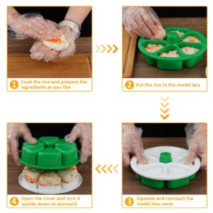 6 in 1 Onigiri Mold Triangle Sushi Mold Multifunctional Rice Ball Mold for Making and Storing Sushi - Once Quickly Make 6pcs Onigiri Green