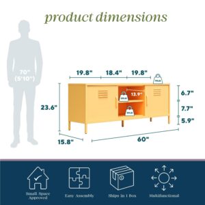 Novogratz Cache Metal Locker-Style TV Stand for TVs up to 65", Yellow