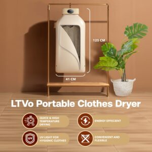 LTVo Portable Clothes Dryer - Upgraded 2.0 Portable Dryer for Apartment, RV, Travel- Easy to Use Mini Dryer with Dryer Bag for Underwear, Baby Clothes,Delicate Garments