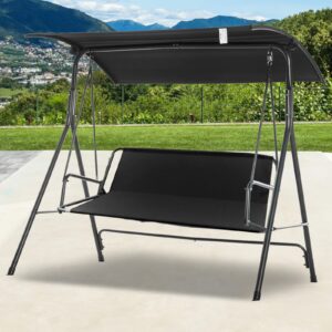 VIKKSAER Outdoor Swing Chair Cover, 2/3 Seat Bench Replacement Cover, 600D Oxford Waterproof & Thickened Swing Seat Cover for Outdoor Patio Garden Swing Chair (Black,54.3 x 19.7 x 19.7 Inch)