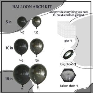 INFLORAL Birthday Party Black and Dark Grey Balloon Arch Kit Latex Balloon Garland Kit for Wedding Engagements Fathers Day Graduation Baby Shower Anniversary Party Decoration