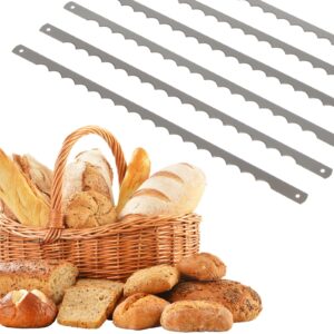 KVMORZE 6 Pcs Bread Bow Knife Stainless Steel Replacement Blades, Serrated Bread Blade with Screws Easy to Cutting, Wooden Bread Knife for Cake Homemade Bread Cutting, 10.8 Inches