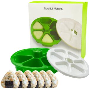 6 in 1 onigiri mold triangle sushi mold multifunctional rice ball mold for making and storing sushi - once quickly make 6pcs onigiri green