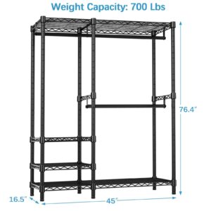 VIPEK V2i Garment Rack for Hanging Clothes, Portable Closet System with 4 Adjustable Shelves & 2 Hanging Rods, Heavy Duty Metal Clothes Rack, Freestanding Wardrobe Closet Rack, Max Load 700lbs