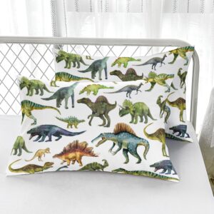 Nttopship Dinosaur Comforter Sets Full Size，Dinosaur Printed Quilt Set for Bedroom Soft Microfiber All Season Print Quilt Set with 1 Comforter and 2 Pillow Case