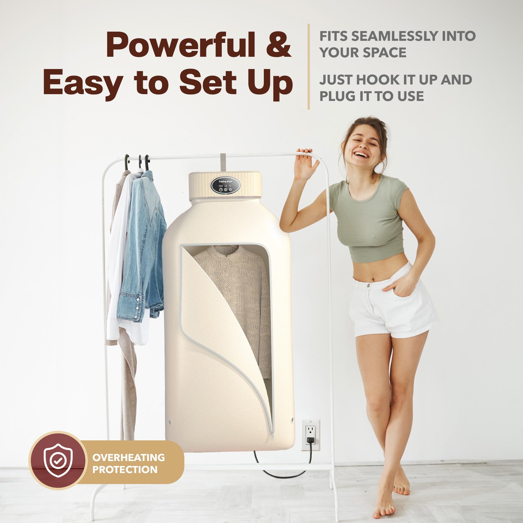 LTVo Portable Clothes Dryer - Upgraded 2.0 Portable Dryer for Apartment, RV, Travel- Easy to Use Mini Dryer with Dryer Bag for Underwear, Baby Clothes,Delicate Garments