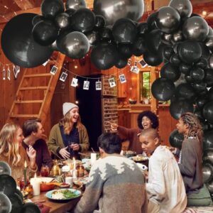 INFLORAL Birthday Party Black and Dark Grey Balloon Arch Kit Latex Balloon Garland Kit for Wedding Engagements Fathers Day Graduation Baby Shower Anniversary Party Decoration