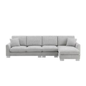 Tmsan 119" Sectional Sofa Cloud Couch, Oversized L Shaped Modular Sofa with Chaise Lounge, Modern Chenille Upholstered 4 Seater Couch Set for Living Room Apartment Office (Light Grey)