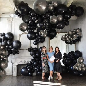 INFLORAL Birthday Party Black and Dark Grey Balloon Arch Kit Latex Balloon Garland Kit for Wedding Engagements Fathers Day Graduation Baby Shower Anniversary Party Decoration