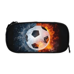 YIJIUWKIS Soccer Pencil Box Case for Kids Boys, Sports-Themed Pencil Pouch Big Capacity Black Pencil Bag Portable Stationery Storage Box Desk Pen Bag for School Office