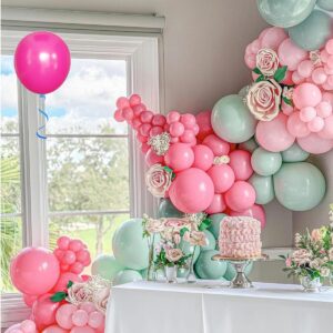 MEBAY Balloons Arch Kit, 146Pcs Matte Rose Red Tender Pink Macaron Green Yellow Latex Balloon Different Sizes 18 12 10 5 Inch for Birthday Baby Bridal Shower Wedding Party Backdrop Decorations