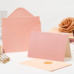 Crisky Embossed Thank You Cards (50 Pack) with Envelopes & Stickers Thank You Greeting Notes Bulk for Birthday, Baby Shower,Bridal Shower, Wedding, Graduation Shade of Dusty Rose