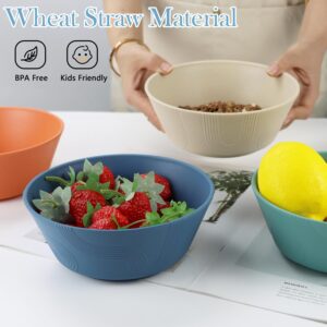 Cereal Bowls Set of 6 - 36oz Wheat Straw Bowls with Unique Textured Design Soup Bowls - Microwave & Dishwasher Safe Bowls Salad Bowls - Alternative for Plastic Bowls for Serving Salad,Pasta - Multi