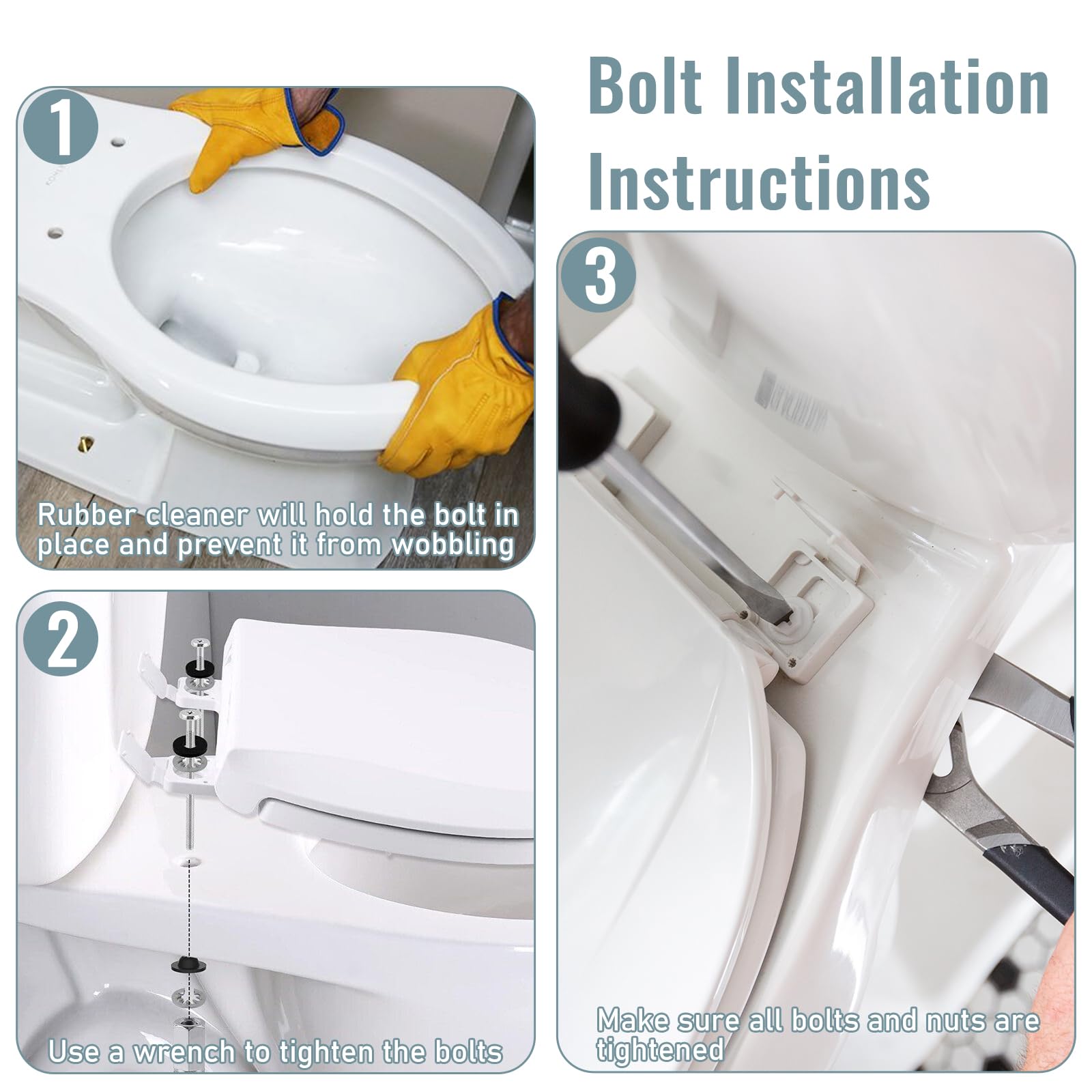 2 Pack Toilet Seat Hinge Replacement Toilet Plastic Bolts Kit with Screws and Nuts Plastic Toilet Seat Hardware is Suitable for Most Toilet Replacements and Repairs