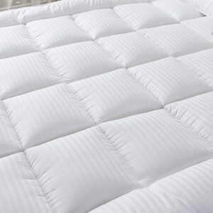 BEIVIG Breathable Mattress Topper, Soft Plush Full Mattress Pad, Extra Thick Quilted Pillow Top with Fluffy Down Alternative Fill and 400TC Cotton Cover for Back Pain Relief and Support(White,54"x75")