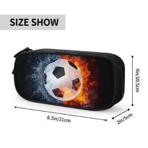 YIJIUWKIS Soccer Pencil Box Case for Kids Boys, Sports-Themed Pencil Pouch Big Capacity Black Pencil Bag Portable Stationery Storage Box Desk Pen Bag for School Office