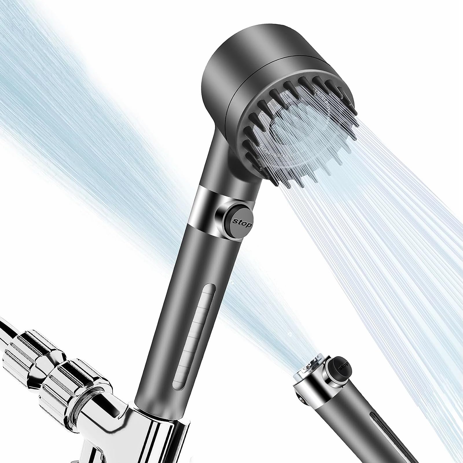 DFENGDF Filtered Shower Head High Pressure Showerhead with Handheld Spray Combo Detachable Showerhead with Hose Bracket Hard Water Filters Showerhead with ON/OFF Switch for Pets Bath